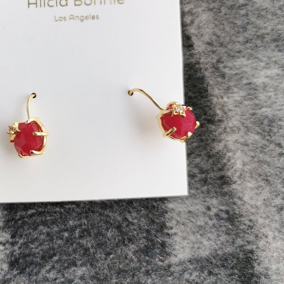 Alicia Bonnie Gem Star Gold Raspberry Labradorite Drop Earrings BRAND NEW - Picture 3 of 5